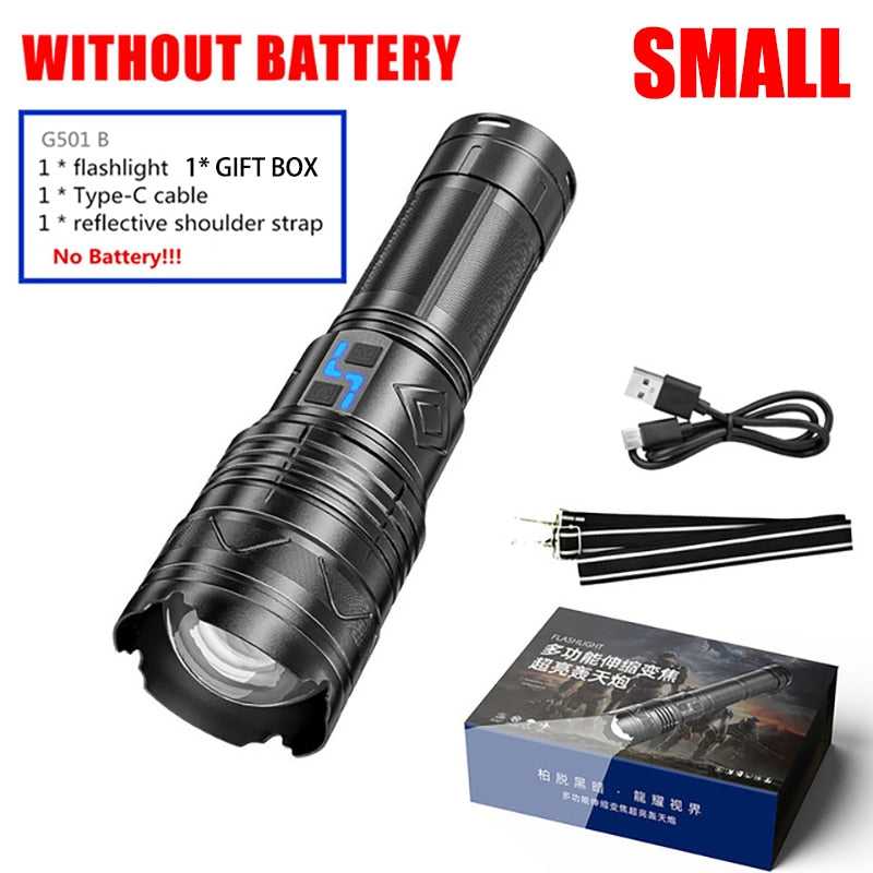 Powerful LED Flashlight Rechargeable Zoomable Torch