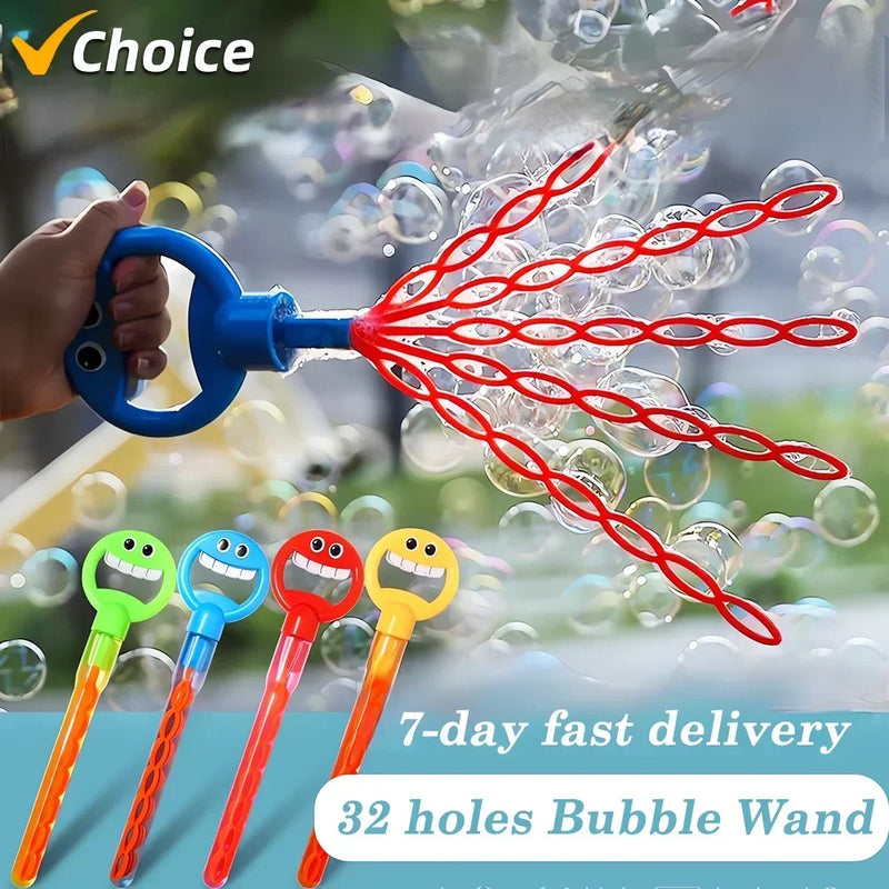 32 Holes Bubble Wand Handheld Smiling Face Bubble Stick