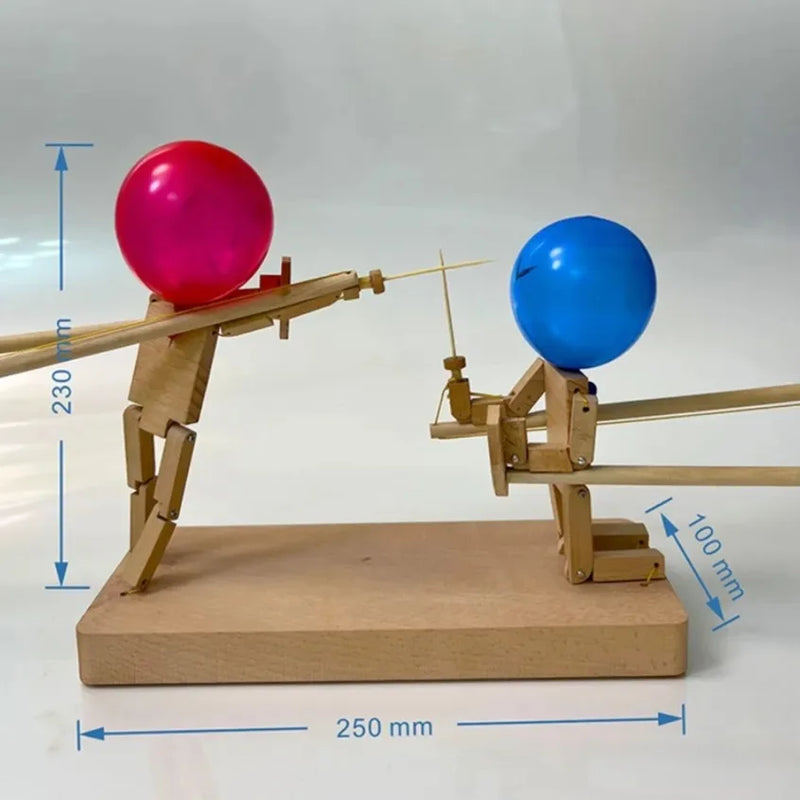 Balloon Bamboo Man Battle Wooden Fighter Game for 2 Players Kids