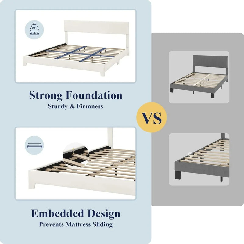 King Size Bed Frame with Adjustable Headboard