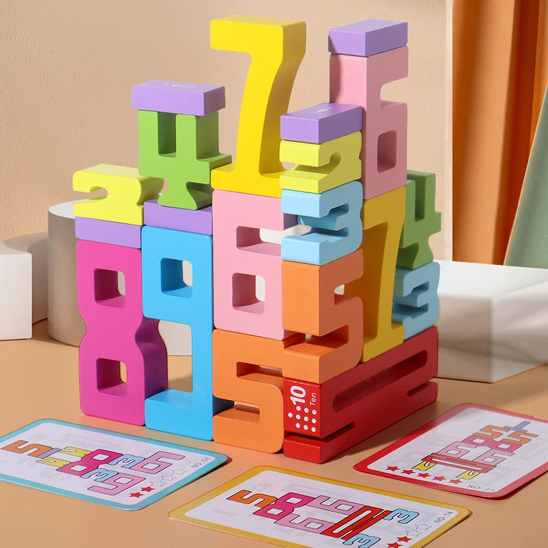 Wooden educational digital blocks, creative puzzles, stacking toys