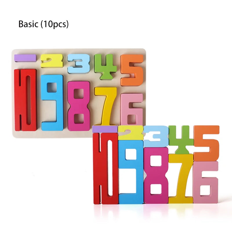 Wooden educational digital blocks, creative puzzles, stacking toys