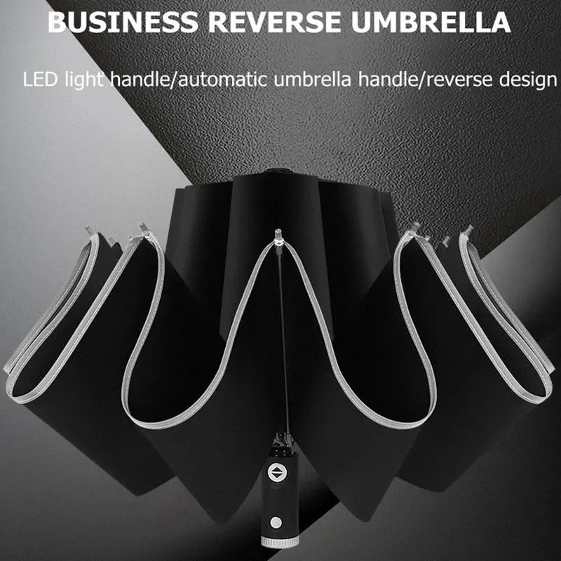 Reflective  Stripe Reverse Led Light Umbrella