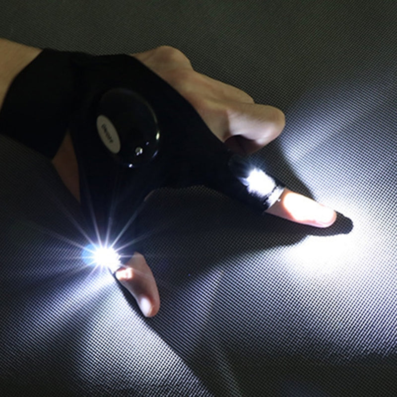 Night Light Waterproof Fishing Gloves with LED Flashlight