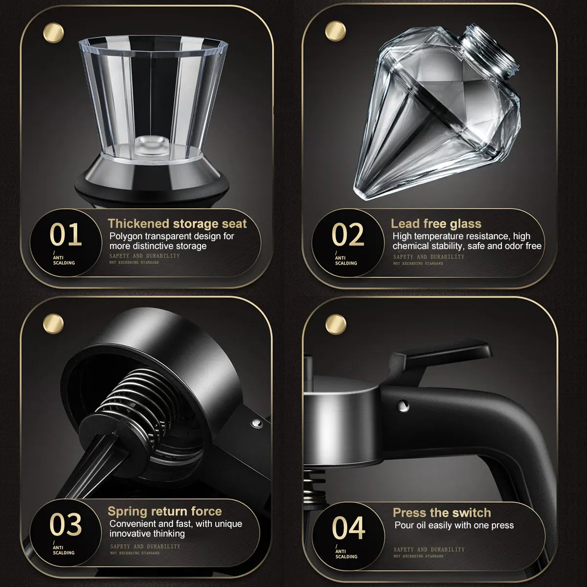 200ml Honey Dispenser Diamond Shaped Glass Oil Dispenser
