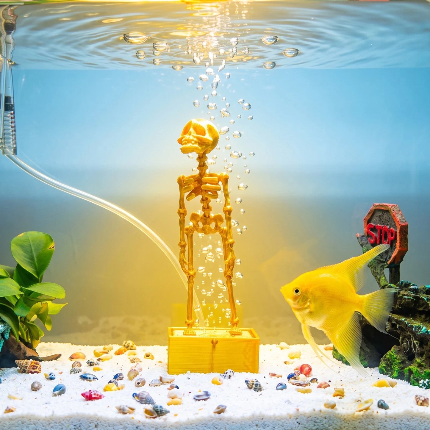 Gold Dancing Skeleton Aquarium Bubbler Air Stone Fish Tank